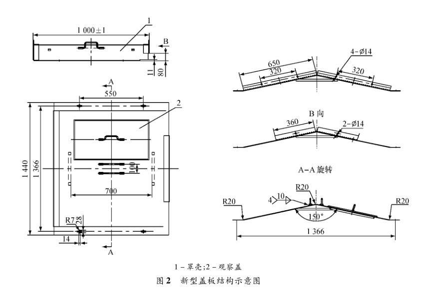 鑄石刮板輸送機新型蓋板結(jié)構(gòu)示意圖